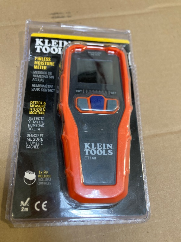 Photo 1 of Klein Tools ET140 Pinless Moisture Meter for Non-Destructive Moisture Detection in Drywall, Wood, and Masonry; Detects up to 3/4-Inch Below Surface