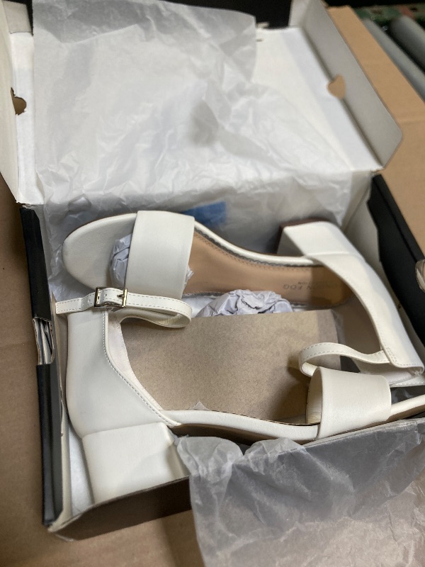 Photo 1 of Size 7--LONDON FOG Women's Nikki Low Two Piece Block Heel Dress Shoe Ladies Ankle Strap Pump Sandal white 7