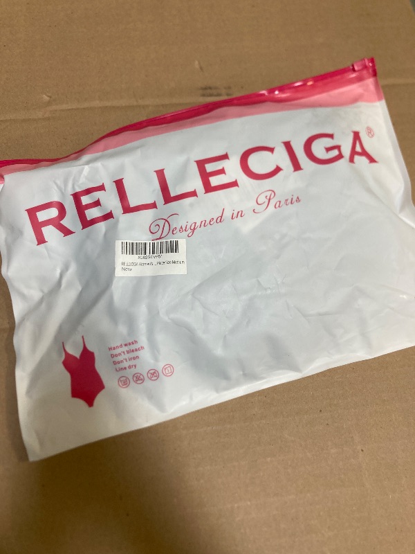 Photo 1 of Size M--RELLECIGA Women's Black Bathing Suit Adjustable Thin Shoulder Straps Bandeau One Piece Size Medium