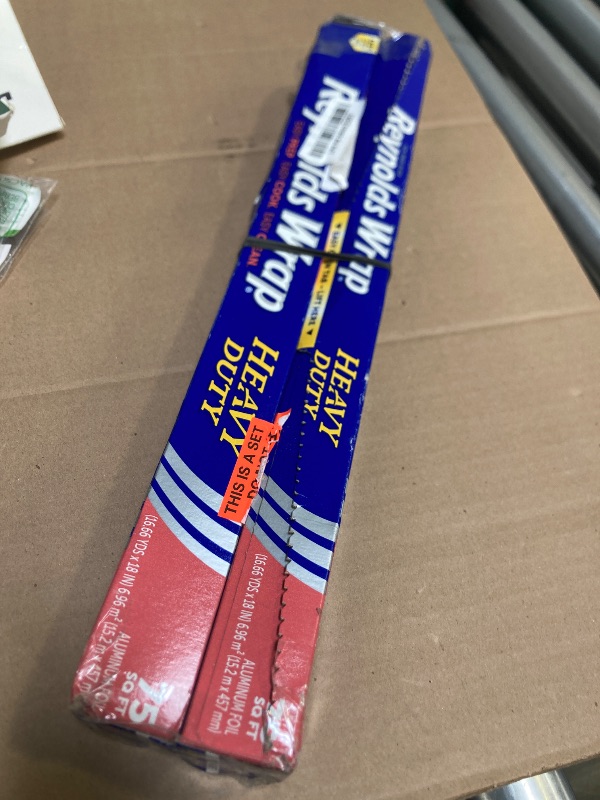 Photo 1 of Heavy Duty Aluminum Foil Roll, 18" X 75 Ft, Silver (Pack of 2)