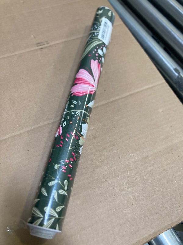 Photo 1 of Fititem Floral Peel and Stick Wallpaper Boho Floral Contact Paper Flower Removable Self Adhesive Contact Paper Wildflower Dark Green Vintage Waterproof Wallpaper Bathroom Bedroom Leaf 17.3inW 197inL