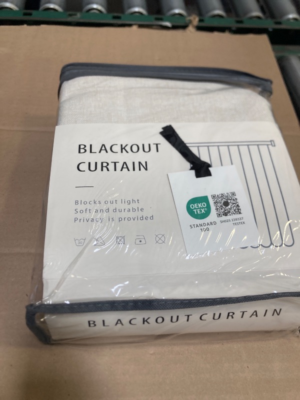 Photo 1 of 100% Blackout Shield Linen Blackout Curtains for Bedroom 96 Inches Long, Back Tab/Rod Pocket Living Room Drapes, Thermal Insulated Blackout Curtains 2 Panels Set, 50" W x 96" L,Cream