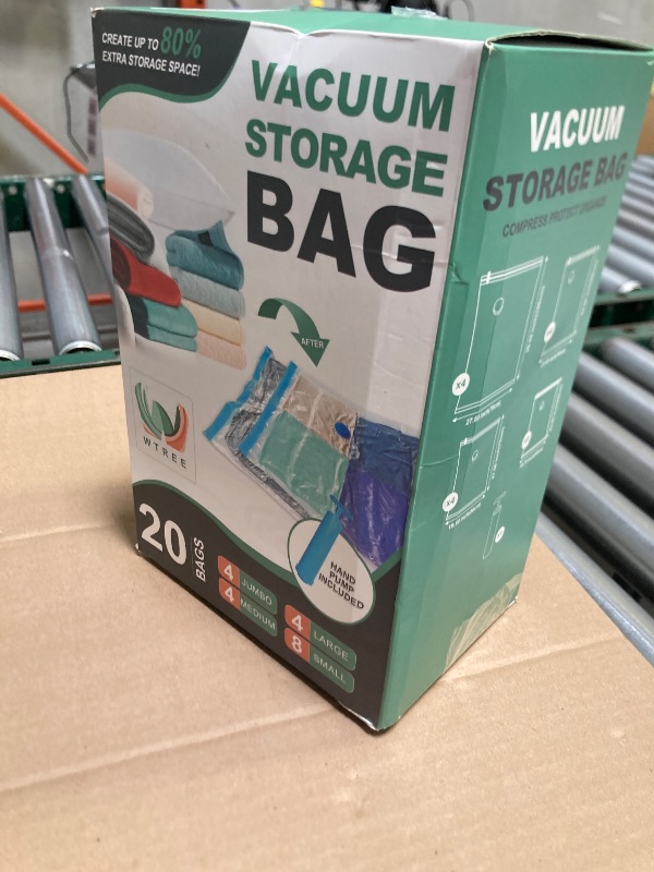 Photo 1 of WTREE 20 Pack Vacuum Storage Bags, Space Saver Bags, Vacuum Sealed Bags for Comforters, Blankets, Clothes Storage, Hand Pump Included (4 Jumbo/4 Large/4 Medium/8 Small)