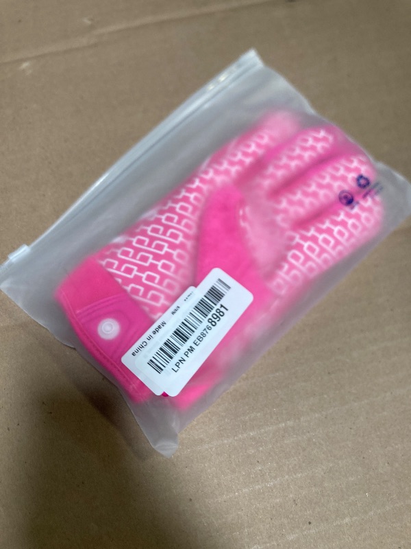 Photo 1 of HANDLANDY Youth Football Gloves, Sticky Wide Receiver Gloves for Kids & Adult, White and Gold Stretch Fit Football Glove (Pink and White, Large)LPNPMEB8768981
