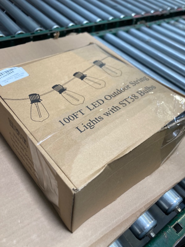 Photo 1 of Brightever LED Outdoor String Lights 100FT Patio Lights with 52 Shatterproof ST38 Vintage Edison Bulbs, Outside Hanging Light Waterproof for Porch, Deck, Garden, Backyard, Balcony, Dimmable 2700K