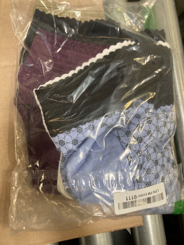 Photo 1 of Warner's Women's Blissful Benefits Dig-Free Comfort Waist with Lace Cotton Hipster 6-Pack RU2266W, Dark Grey Heather/Black/Black Plumberry/White/Platinum/Winter Lavender Holiday Print, XL