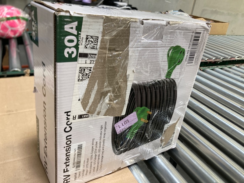 Photo 1 of RVGUARD 30 Amp 50 Foot RV Extension Cord, Heavy Duty 10/3 Gauge STW Cord with LED Power Indicator and Cord Organizer, TT-30P/R Standard Plug, Green, ETL Listed