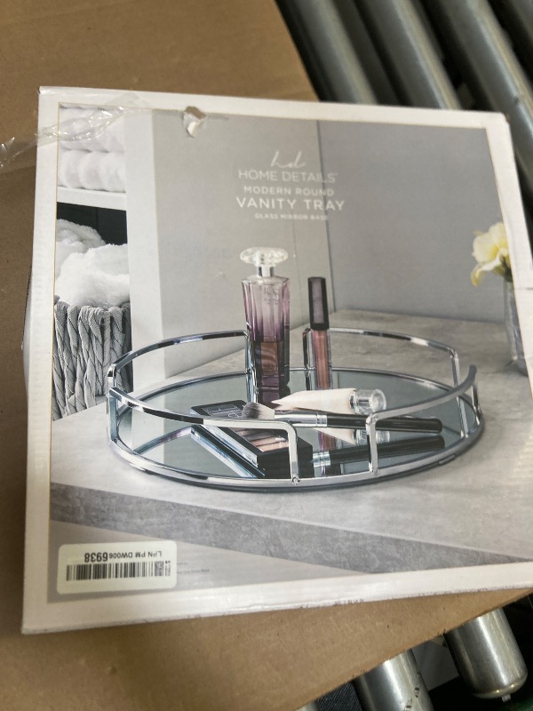 Photo 1 of Home Details Mirrored Vanity Tray | Dimensions : 12.99" L x 12.99" W x 2.05" H | Glass Base | Great for Cosmetics | Jewelry | Toiletries | Organization | Chrome