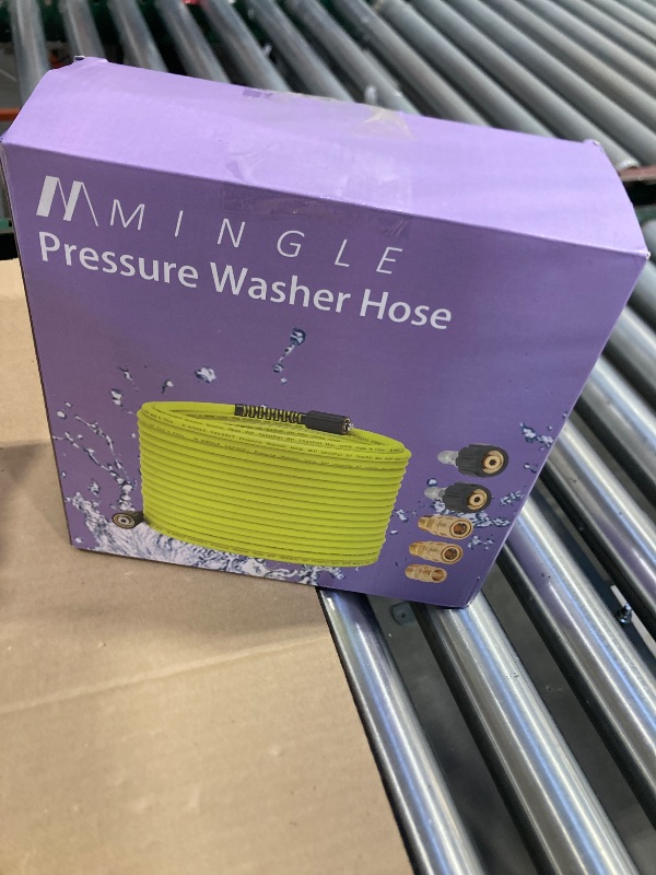 Photo 1 of M MINGLE Pressure Washer Hose 50 FT x 1/4" - Replacement Power Wash Hose with Quick Connect Kits - High Pressure Hose with M22 14mm Fittings - 3600PSI