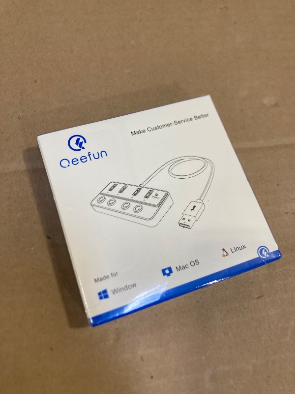 Photo 1 of Qeefun 4-Port USB 3.0 Hub, Individual LED Power Switches, 5Gbps Data Transfer USB Splitter with 2ft Extension Cable, Multiple USB Extender for Laptop, PC, iMac, USB Flash Drives and More