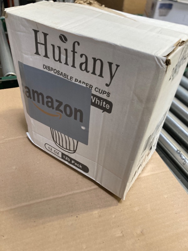 Photo 1 of Huifany 12 oz Coffee Cups 120 Pack, Disposable Coffee Cups 12 oz Paper Cups - Insulated Paper Coffee Cups Fancy Hot Cup for Hot/Cold Drinks, Wedding/Baby Shower/Office, White