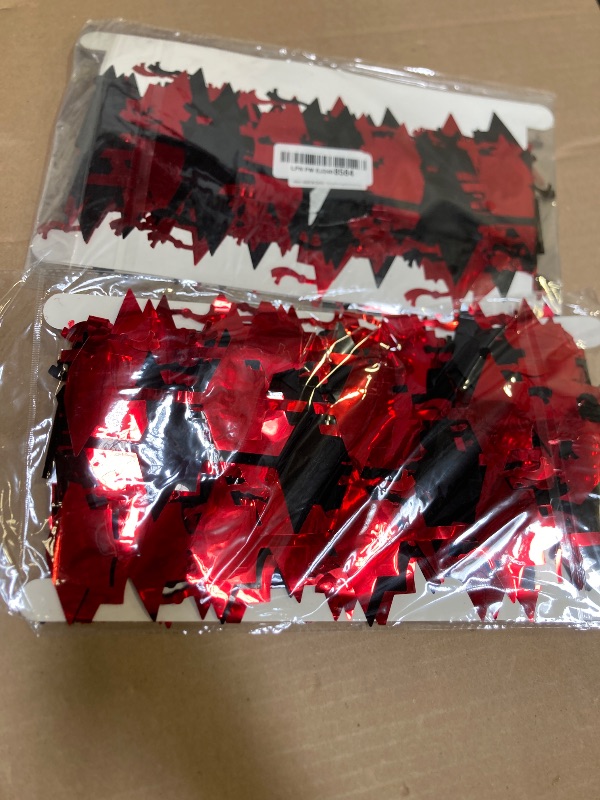Photo 1 of Mega-L Red and Black Graduation Decorations 2025, 2 Pack Foil Fringe Curtain 3.3x6.6 ft Metallic Tinsel Backdrop Streamers, Red Congrats Grad Photobooth Props Class of 2025 Party Decors Supplies