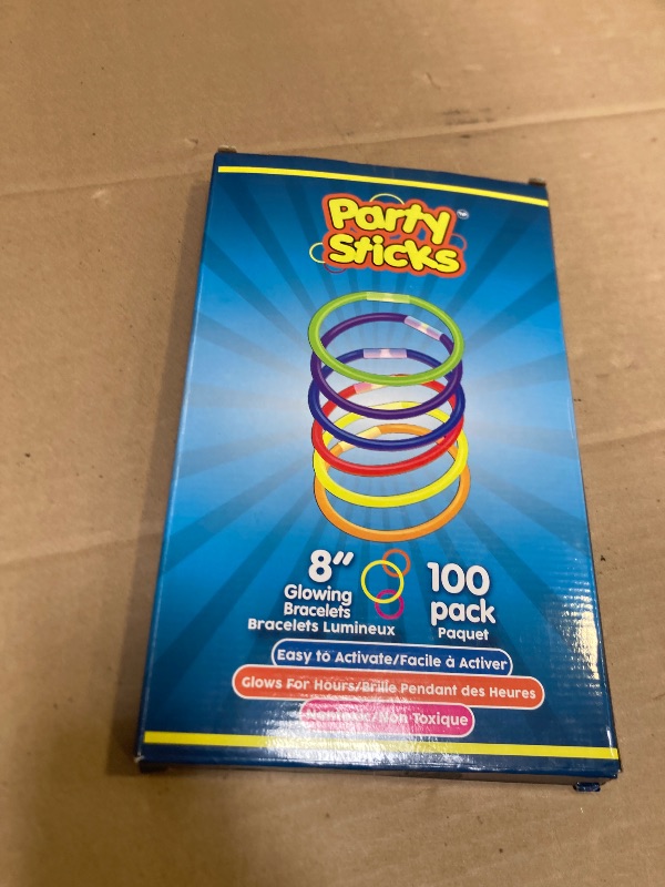 Photo 1 of PartySticks Glow Sticks Party Supplies 100pk - 8 Inch Glow in the Dark Light Up Sticks Party Favors, Glow Decorations, Neon Party Glow Necklaces and Glow Bracelets with Connectors