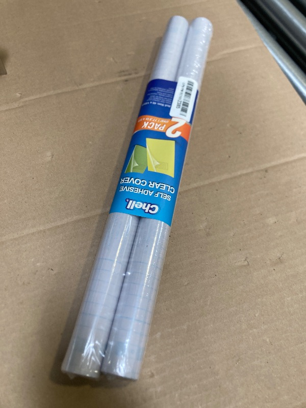 Photo 1 of Chell 2 Pack Clear Contact Paper Roll for Books, 17.5in x 5ft Clear Self Adhesive Book Cover Paper Protector