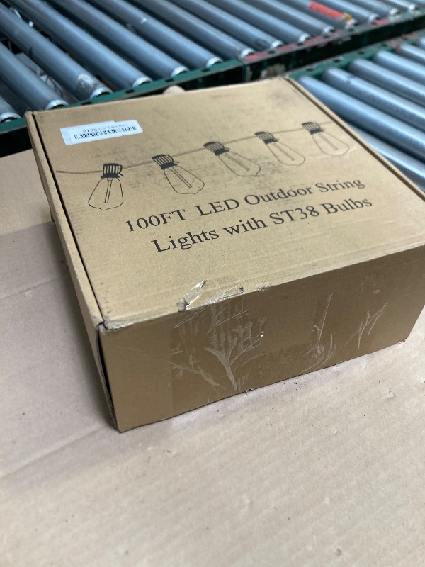 Photo 1 of Brightever LED Outdoor String Lights 100FT Patio Lights with 52 Shatterproof ST38 Vintage Edison Bulbs, Outside Hanging Light Waterproof for Porch, Deck, Garden, Backyard, Balcony, Dimmable 2700K