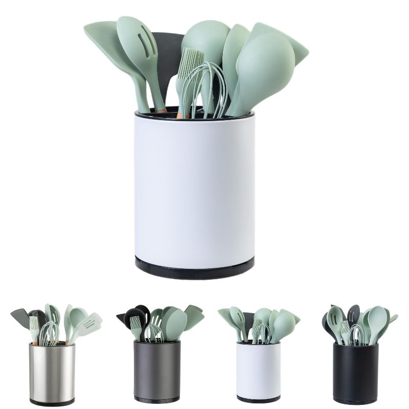 Photo 1 of LIBODOUR Utensil Holder,Kitchen Utensil Holder For Counter,Rotating Silverware Organizer Cooking Flatware Spoon Spatula Tool Cutlery Container Stainless Steel Caddy
