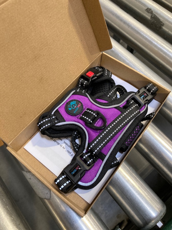 Photo 1 of PHOEPET No Pull Dog Harnesses for Small Dogs Reflective Adjustable Front Clip Vest with Handle 2 Metal Rings 3 Buckles [Easy to Put on & Take Off](XS, Purple)