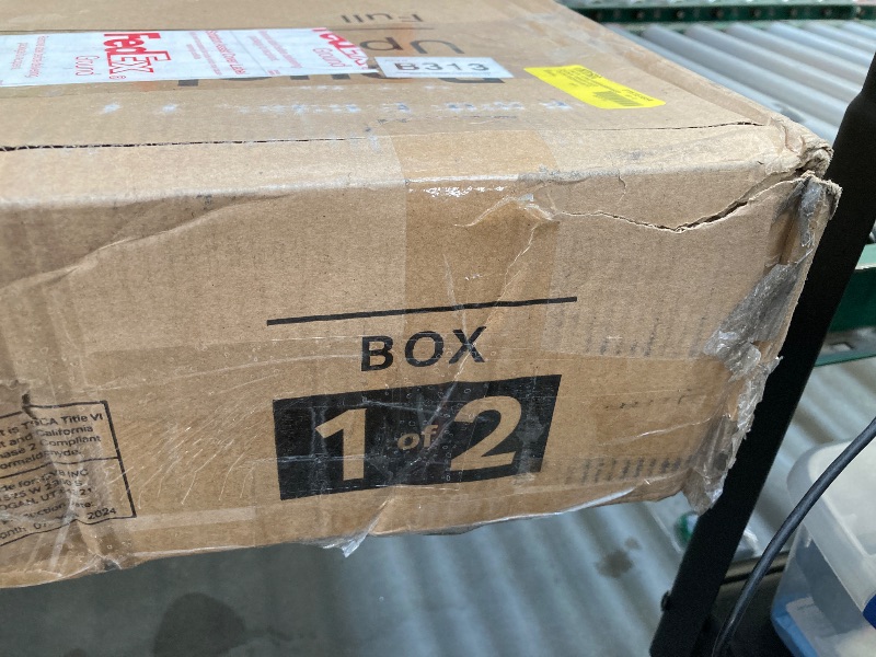 Photo 1 of BOX 1 OF 2 ONLY, MISSING OTHER BOX IN SET,  Full Size Bed Frame with Headboard, Boucle Upholstered Platform Bed Frame, Modern Style, Soft Rounded Corners, No Box Spring Required, Easy Assembly, Cream 