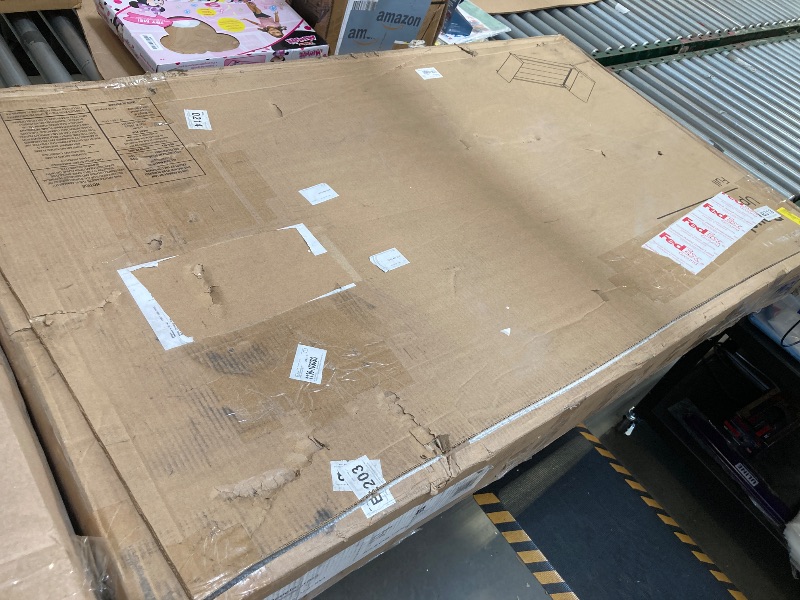 Photo 1 of BOX 1 OF 2 ONLY, MISSING OTHER BOX IN SET,  Full Size Bed Frame with Headboard, Boucle Upholstered Platform Bed Frame, Modern Style, Soft Rounded Corners, No Box Spring Required, Easy Assembly, Cream 