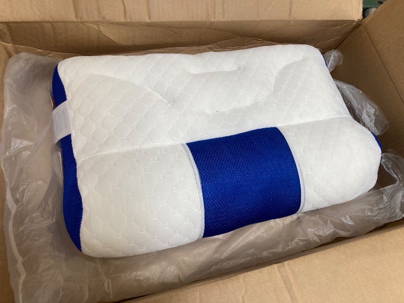 Photo 1 of Sleep Enhancing Cervical Support Comfort Goose Down Pillow, Cervical Support Comfort Goose Pillow, Sleep Enhancing Cervical Pillow, Traction Cervical Spine Support Pillow 20x12inch 