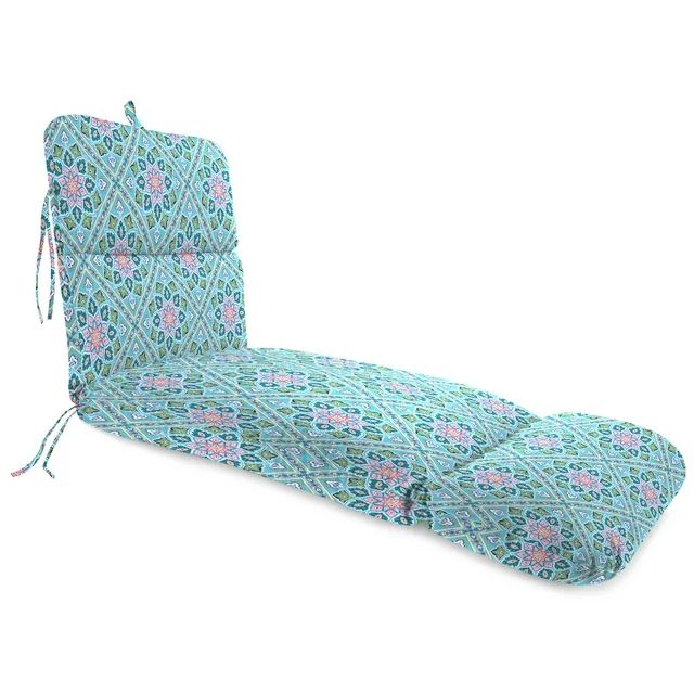 Photo 1 of Jordan Manufacturing 74" x 22" Medlo Island Teal Medallion Rectangular Outdoor Chaise Lounge Cushion with Ties and Hanger Loop