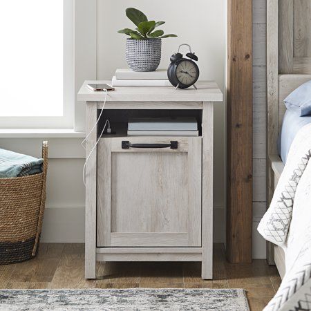 Photo 1 of  Better Homes & Gardens Modern Farmhouse USB Nightstand Rustic White Finish 