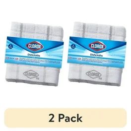 Photo 1 of 4 SETS OF 2, Clorox Antimicrobial Dish Cloth Set, White/Grey