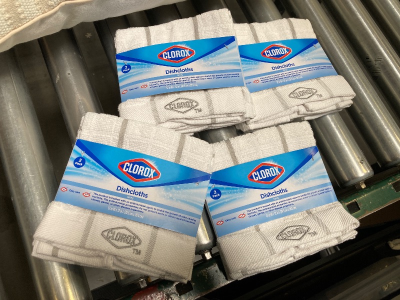 Photo 1 of 4 SETS OF 2, Clorox Antimicrobial Dish Cloth Set, White/Grey