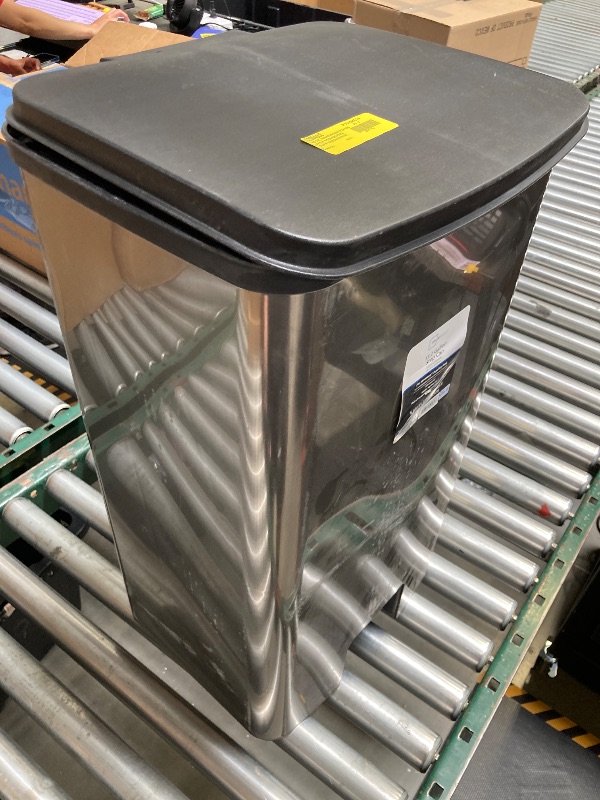 Photo 1 of  Mainstays 13.2 Gallon Trash Can. Plastic Rectangular Step Kitchen Trash Can Silver 