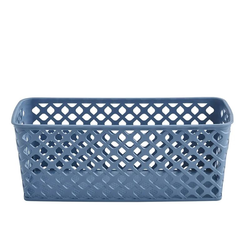 Photo 1 of 5 PACK, Mainstays Small Long Decorative Storage Basket, BLUE