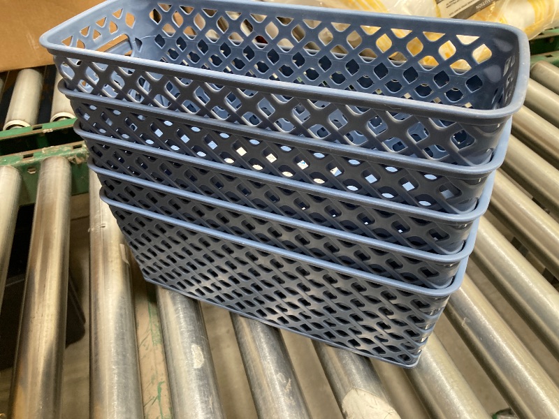 Photo 1 of 5 PACK, Mainstays Small Long Decorative Storage Basket, BLUE