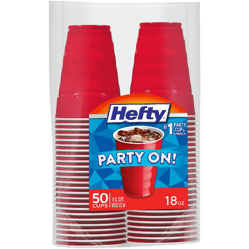 Photo 1 of  Easy Grip Disposable Plastic Party Cups, 18 Oz, Red, 50/Pack 