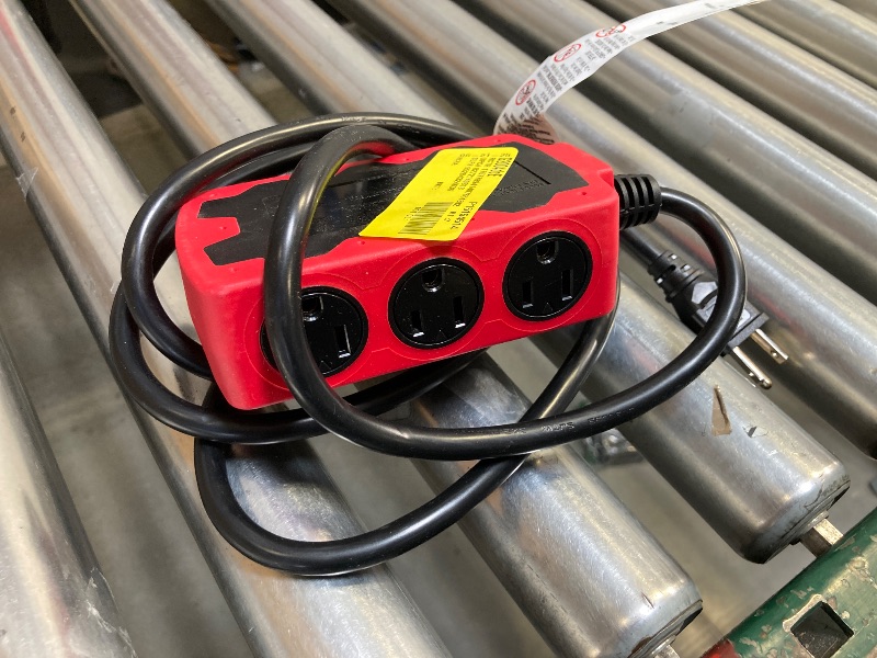 Photo 1 of Hyper Tough Outdoor 6-Outlet 6ft Extension Cord Hub, Red/Black