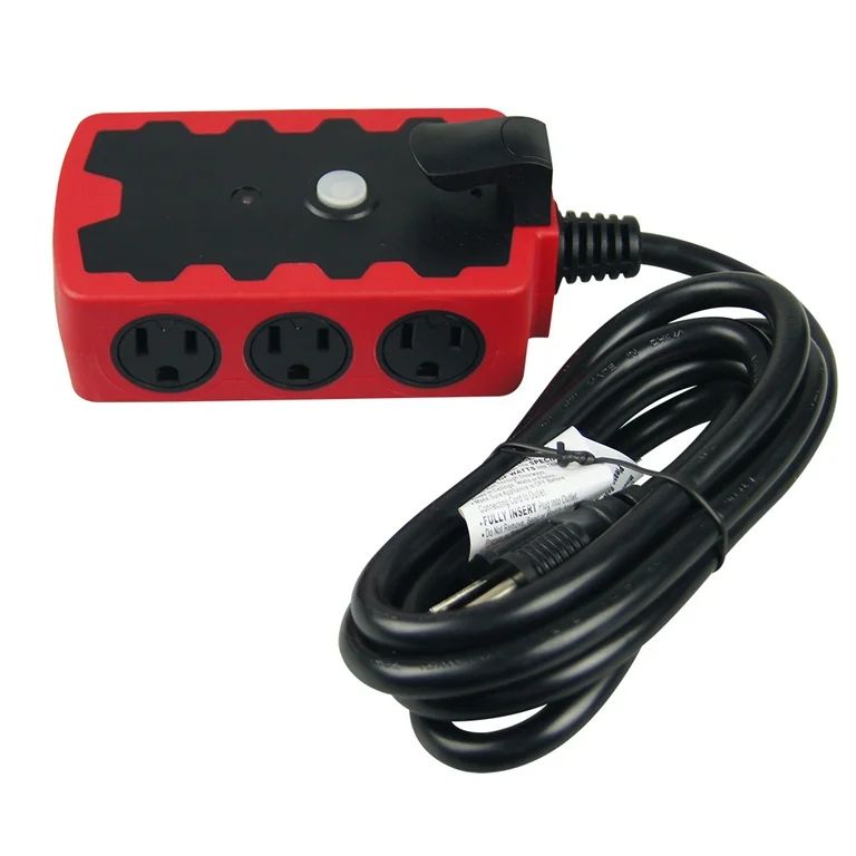 Photo 1 of Hyper Tough Outdoor 6-Outlet 6ft Extension Cord Hub, Red/Black