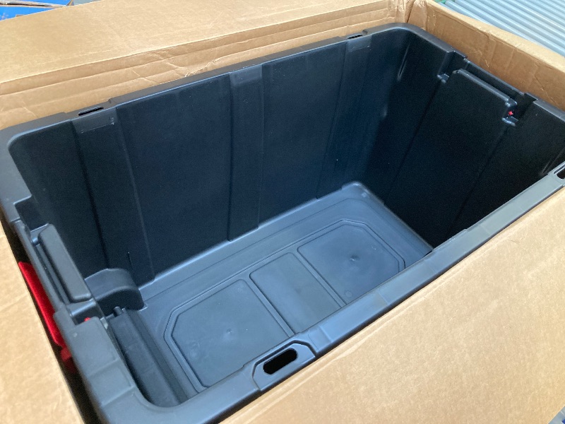 Photo 1 of Sterilite Extra Large Storage Bin, 40 Gallon Wheeled Plastic Storage Container with Handle, Black, Pack of 2