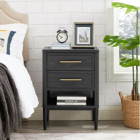 Photo 1 of  Better Homes & Gardens Oaklee 2 Drawer Nightstand for Bedroom Charcoal Finish 