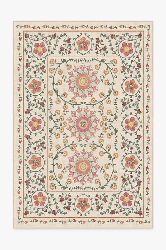 Photo 1 of Ruggable 5x8 feet Suzani Coral Rug