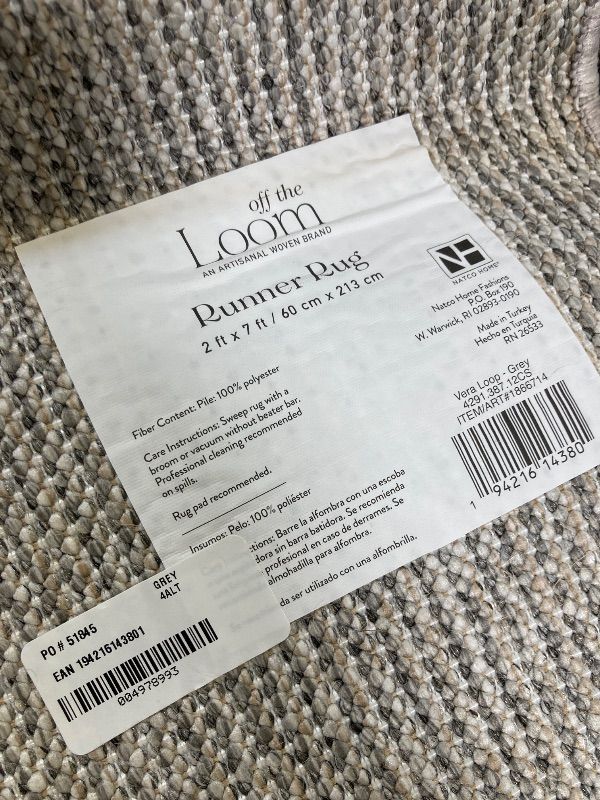 Photo 1 of Off the Loom Runner Rug Grey 2ft x 7 ft