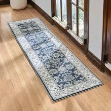 Photo 1 of GERTMENIAN Majestic 2 x 8 (ft) Loomed Polypropylene Dark Blue Rectangular Indoor Border Oriental Runner rug