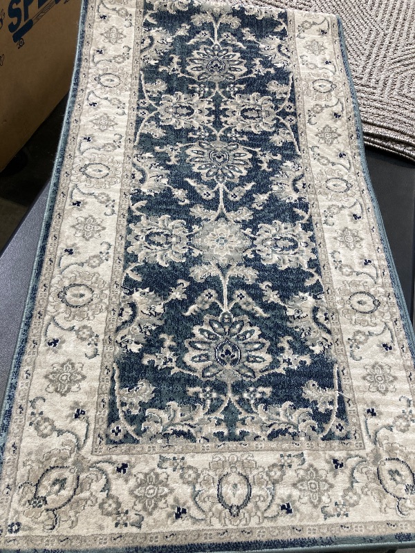 Photo 1 of GERTMENIAN Majestic 2 x 8 (ft) Loomed Polypropylene Dark Blue Rectangular Indoor Border Oriental Runner rug