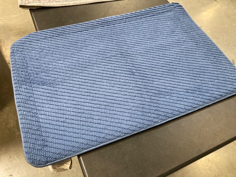 Photo 1 of Cotton Memory Foam Bath Mat, 24 x 36 inches, Blue