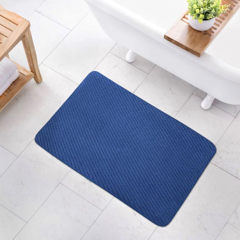 Photo 1 of Cotton Memory Foam Bath Mat, 24 x 36 inches, Blue