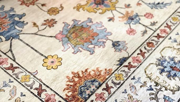 Photo 1 of  Gertmenian Indoor Boho Area Rug - 8x10 Large, Non Slip, Super Strong, Ideal for High Traffic Areas in Bedroom, Living Room, Kitchen - Cullen, Cream/Multi