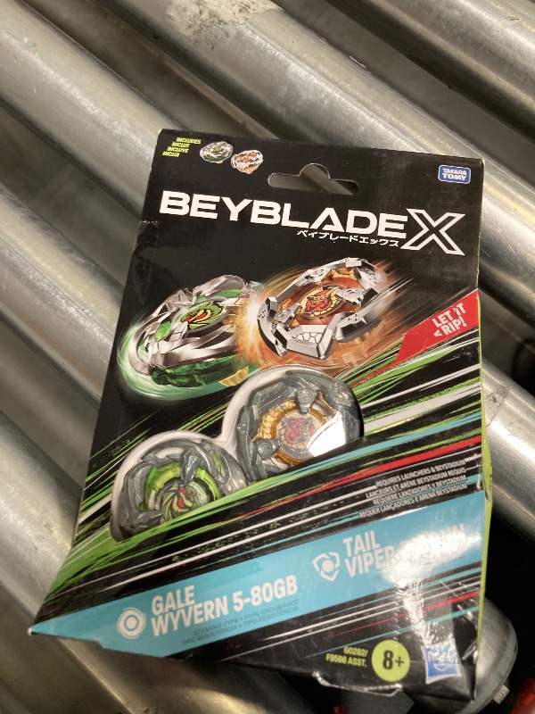 Photo 1 of Beyblade X Gale Wyvern 5-80GB and Tail Viper 3-80HN Dual Pack Set with 2 Right-Spinning Tops; Battling Top Toys for 8 Year Old Boys and Girls