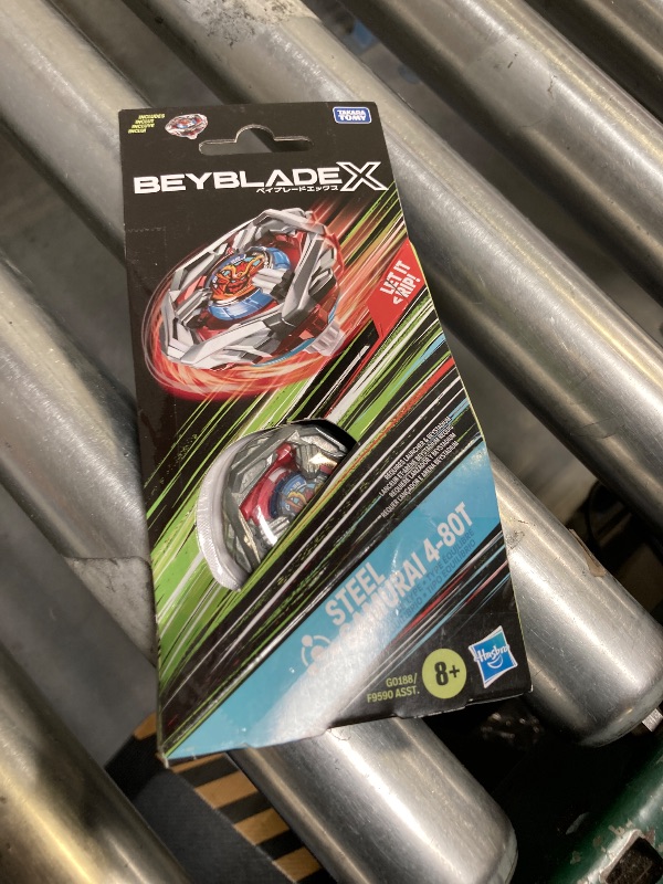Photo 1 of Beyblade X Steel Samurai 4-80T Booster Pack Set with Balance Type Right-Spinning Top; Battling Top Toys for 8 Year Old Boys and Girls