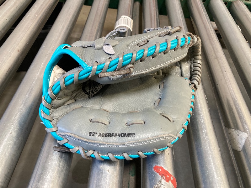 Photo 1 of  Wilson 2024 A500™ Siren™ 32” Youth Fastpitch Softball Catcher’s Mitt - Right Hand Throw, Grey/Teal/White 