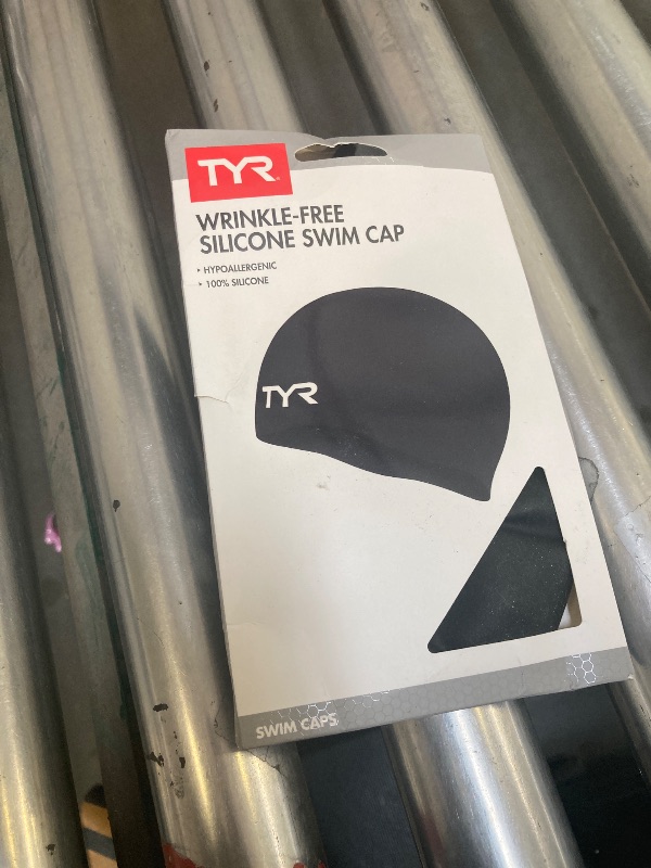 Photo 1 of TYR Unisex Adult All-season Wrinkle-Free Silicone Swim Cap, Black, 0 US