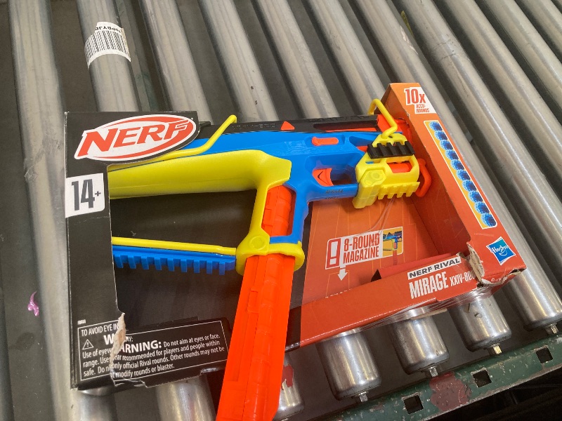 Photo 1 of Nerf Rival Mirage XXIV-800 Blaster, 10 Nerf Rival Accu-Rounds, 2 Ways to Load, 8 Round Removable Magazine, Pump Action Priming, Gifts for Teens