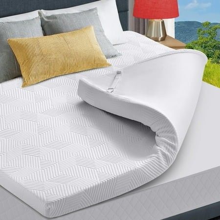 Photo 1 of JUSTLET 3 Inch Mattress Topper Gel Memory Foam Queen Size Bed High Density Mattress Pad with Removable Cover for Pressure Relief Soft Comfort