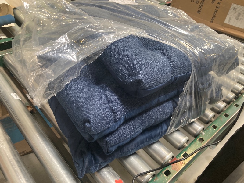 Photo 1 of  Mainstays Textured Chair Seat Pad (Chair Cushion) Navy Color 4-Piece Set 
